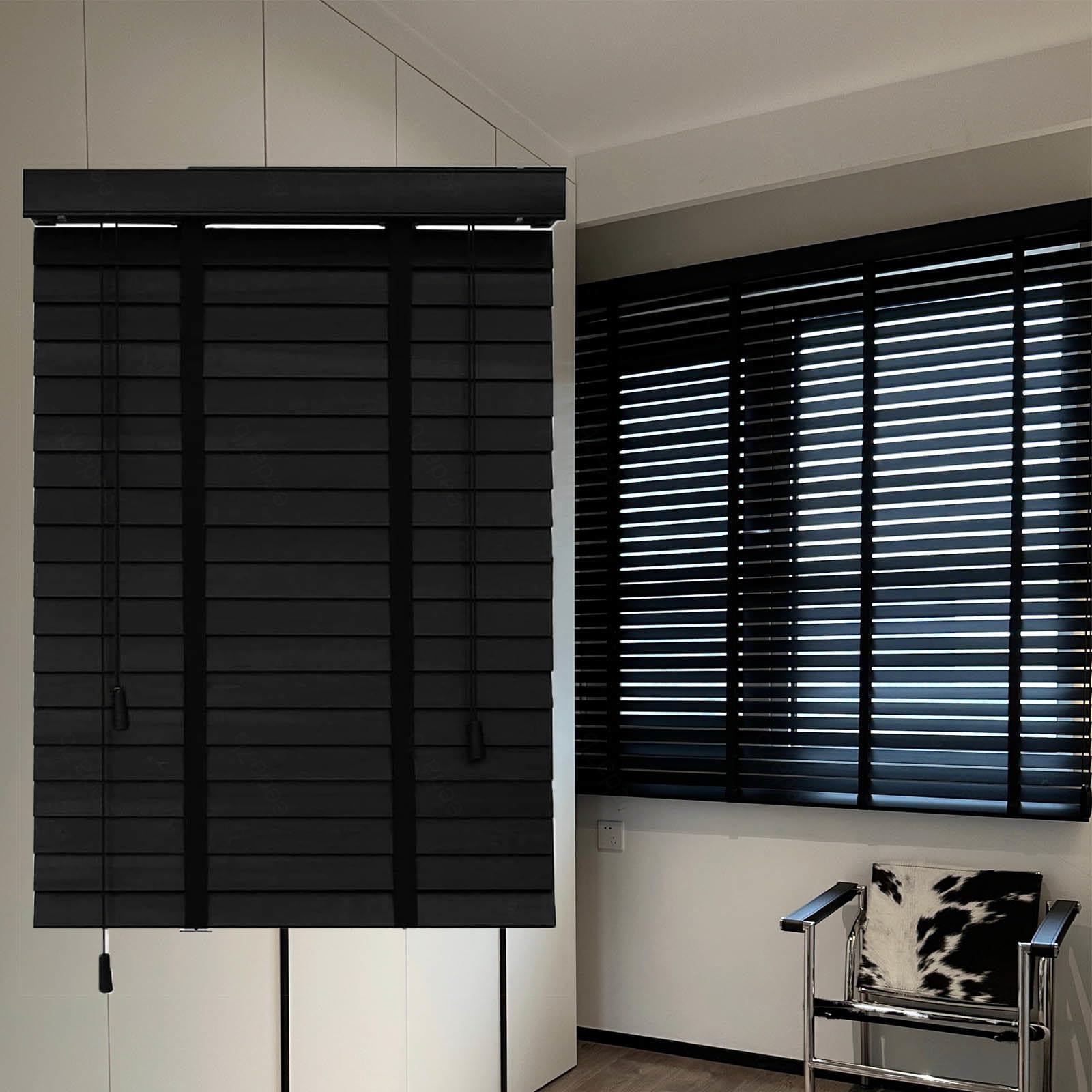 Drewniane Żaluzje Czarne, Żaluzje Horyzontalne 60×120cm 120x150cm 160×180cm, Żaluzje Okienne Weneckie, Drewniane Żaluzje Domowe, Żaluzje 50mm, Kurtyny Black-out, Rolety Prywatności