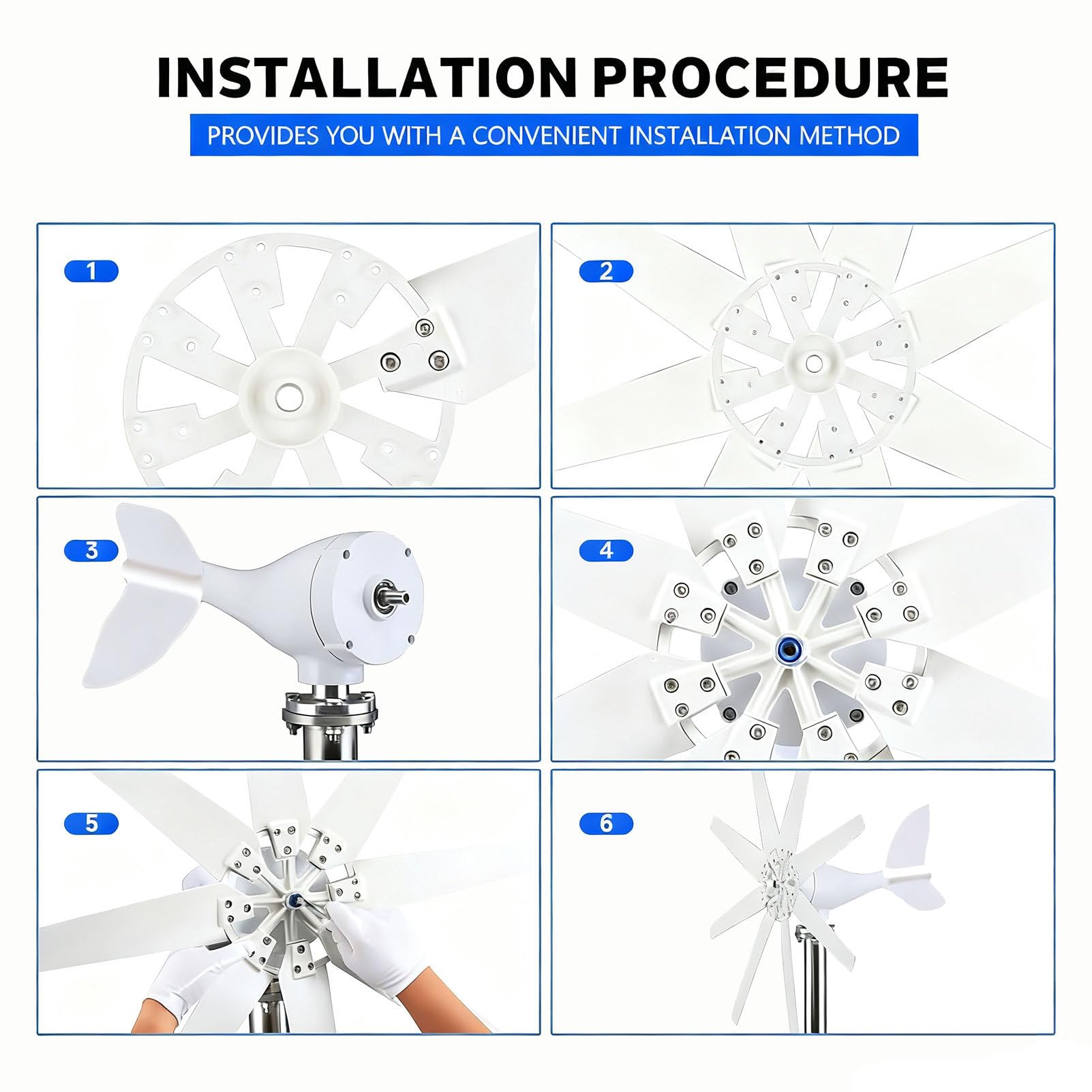 Generador eólico, Kit de generador eólico con Ventilador de 8 aspas, Equipo productor de Electricidad electromagnética de 8000 W y 12/24/48/220 V, para hogar, Granja 220V