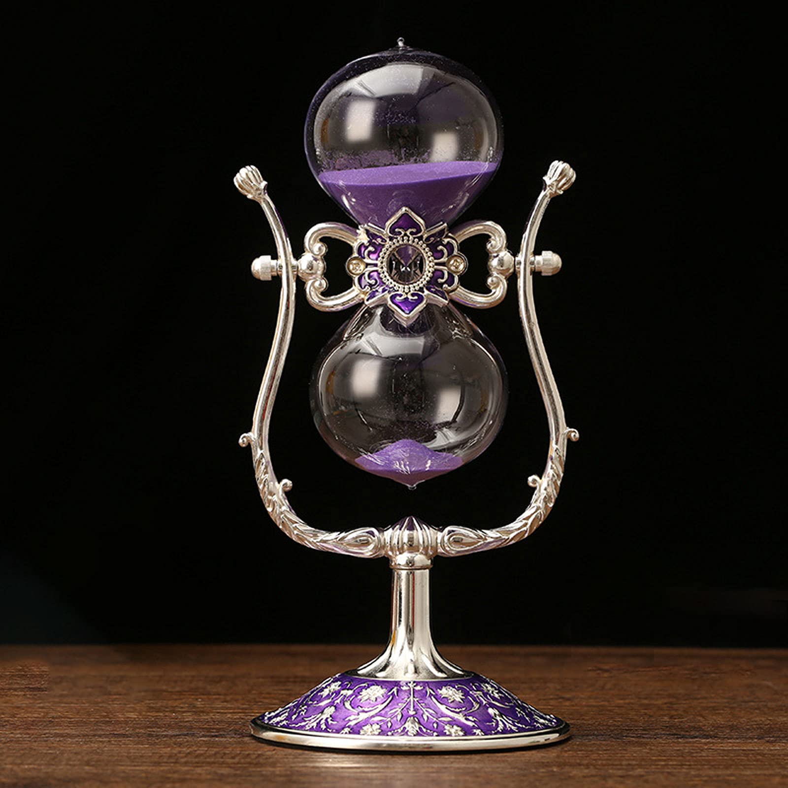 Reloj de Arena Asistente de gestión del Tiempo Temporizador de Reloj de Arena de Metal Vintage 15 Minutos / 30 Minutos / 60 Minutos Reloj de Arena Antiguo(Purple,60 Minutes)