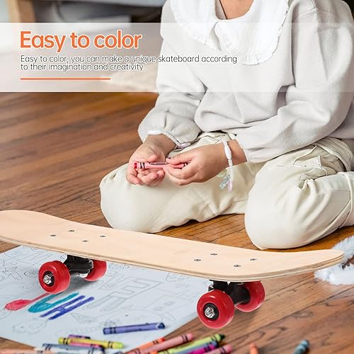 Miniatura 2 de Ciieeo Tabla de monopatín en blanco Tablas de patineta de madera para bricolaje Tablas de patineta de arce de madera natural pintada a mano
