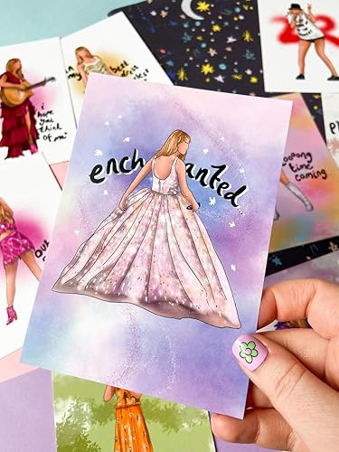 Miniatura 6 de Byqone 11 tarjetas postales de cantante para cumpleaños de fanáticos, postales TS estilo Pop-Art con letras temáticas de cantante, tarjetas de