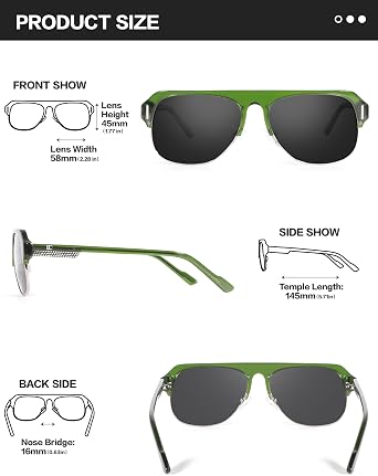 BIRCEN Mens Acetate Polarized Sunglasses: Retro Square Sun Glasses UV400 Protection Anti-Glare Shades for Driving Travel