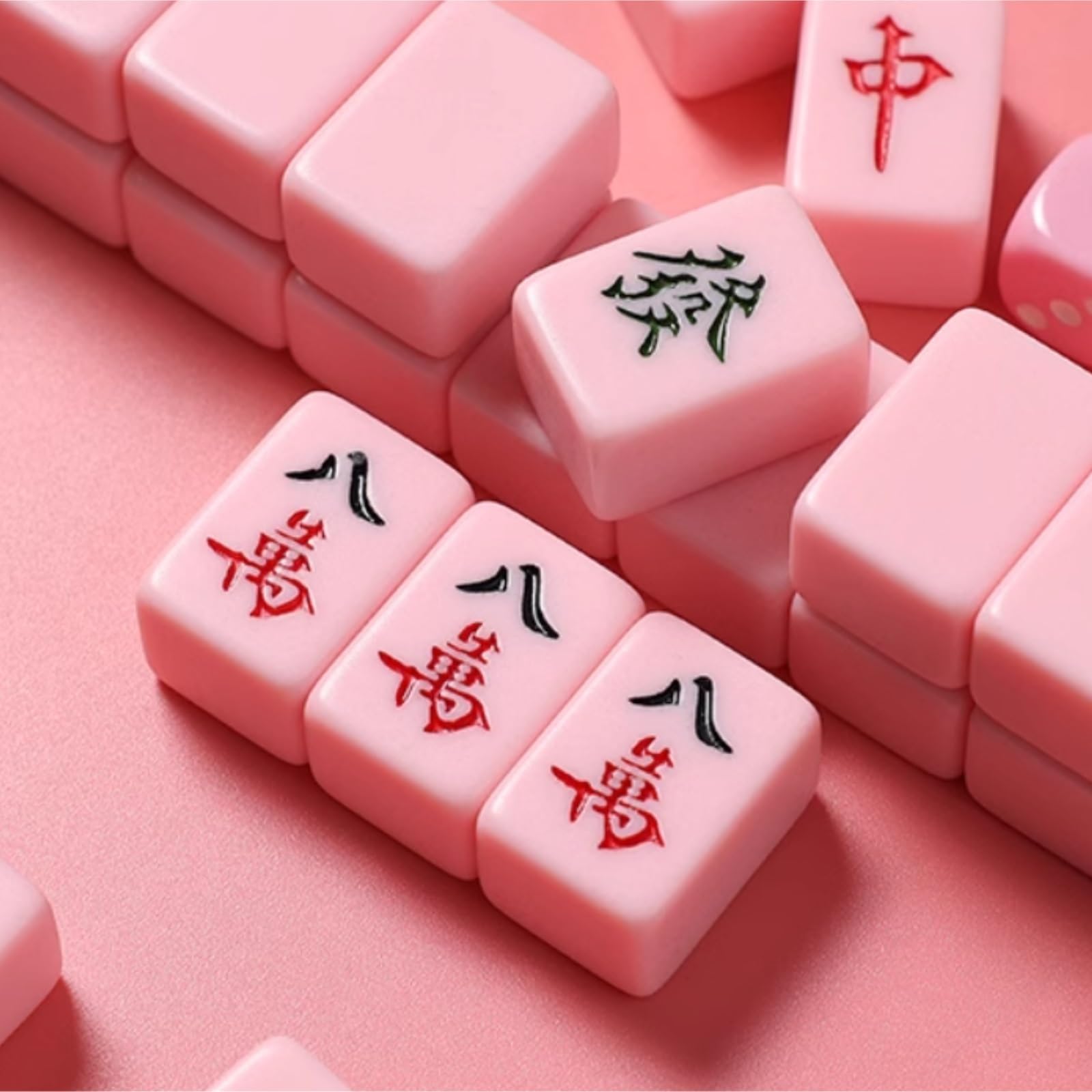 Mahjong Zestaw 144 Płytek Mahjong Gra Towarzyska Tradycyjna Gra Ze Składanym Stołem Zestaw Mahjong(Oranje)