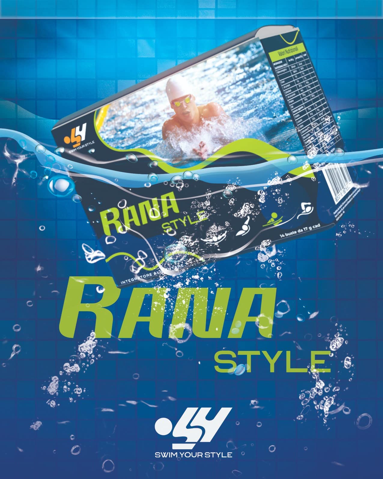 Integratore nuoto "Rana Style" 14 bustine. Swim your Style- Personalizzato e specifico per il tuo stile di nuoto. Integratore alimentare per lo sport