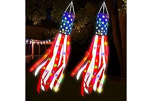 4th of July Parade Float Decorations with American Flag Windsocks and LED