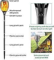 Vista 4 de YoungPower - Antorcha solar mejorada, impermeable, llamas parpadeantes, luces solares para decoración de paisaje al aire libre, iluminación