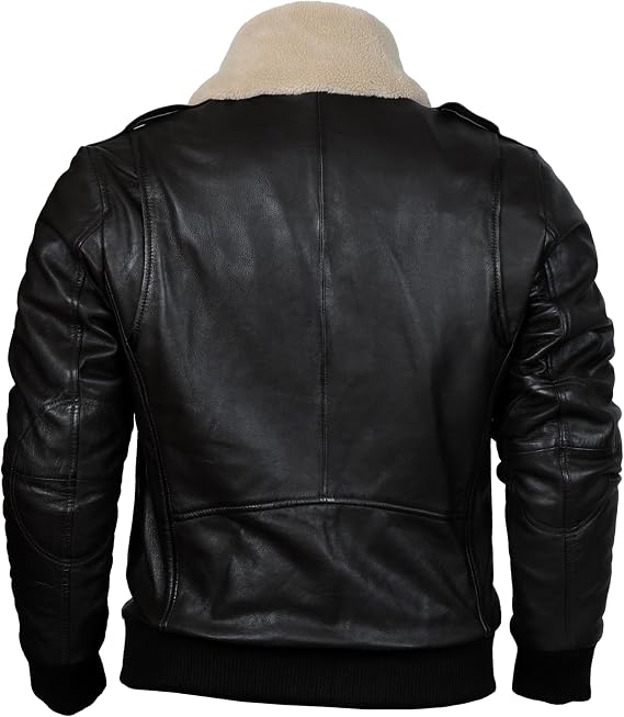 STREGA Men's Leather Bomber Aviator Jacket Top Grain New Zealand Lambskin Leather with Diamond Quilted Lining