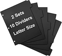 Vista 2 de Separadores de carpetas de 3 anillos con 5 pestañas para tamaño carta, corte de 1/5, 3 agujeros perforados, separadores de plástico para escribir