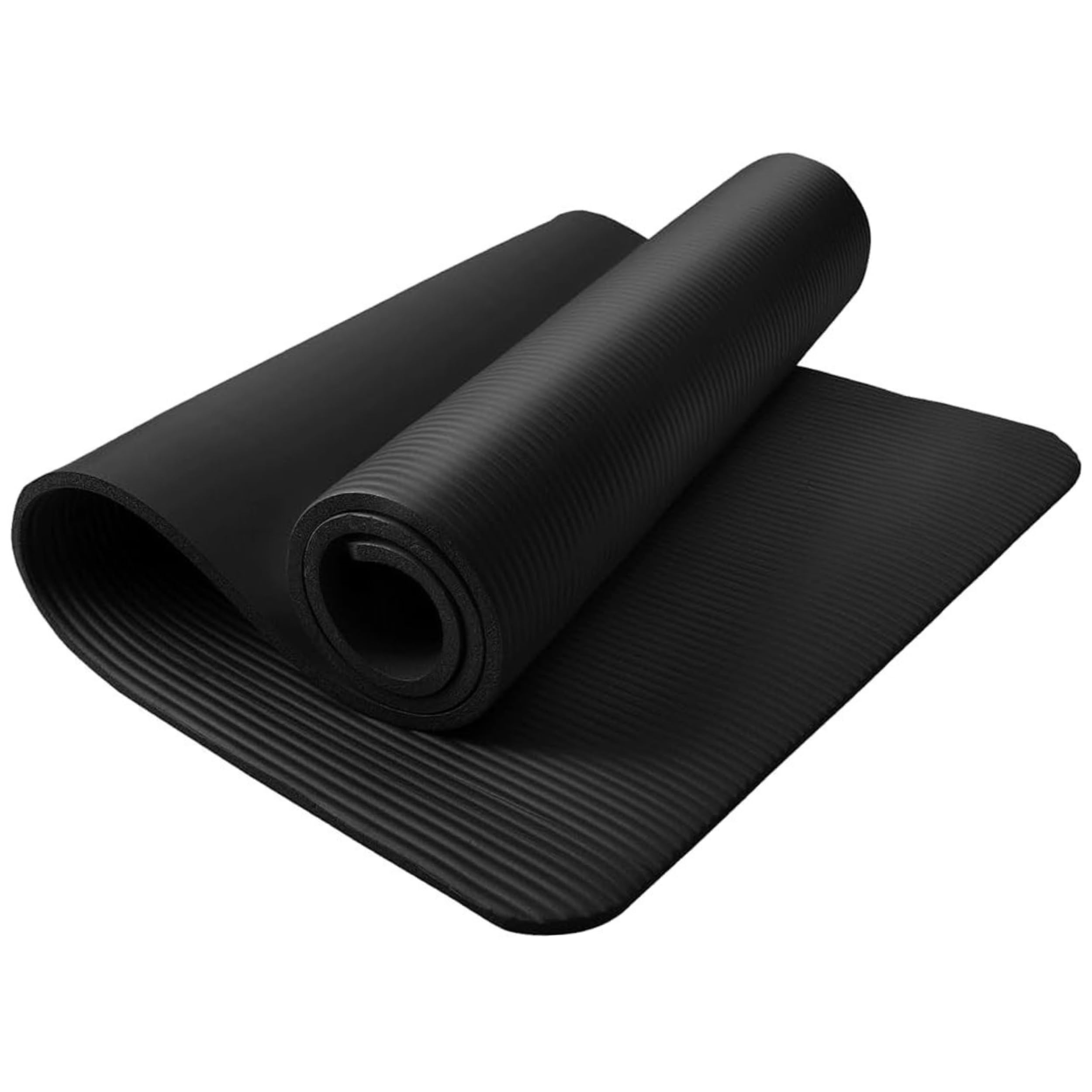 Yoga Mat 10mm Extra Thick Non-Slip Unisex Exercise Mat 180x60cm, Multi-Purpose NBR Foam Fitness Mat with Carry Bag & Strap for Yoga, Pilates, Stretching, Gymnastics, Meditation & Home Workout (Black)