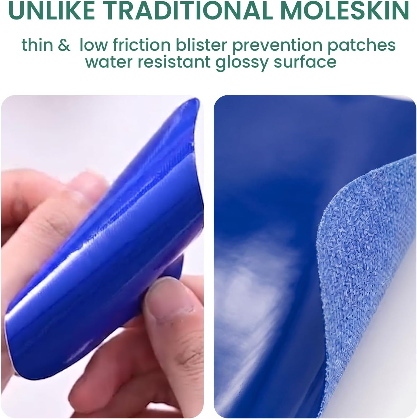 Welnove Blister Prevention Patches, 25 Sheets Moleskin for Shoes (Glossy Low-Friction Film – Not Traditional Padded Moleskin) – Protects Tender Areas from Friction - Total 1.79 sq ft