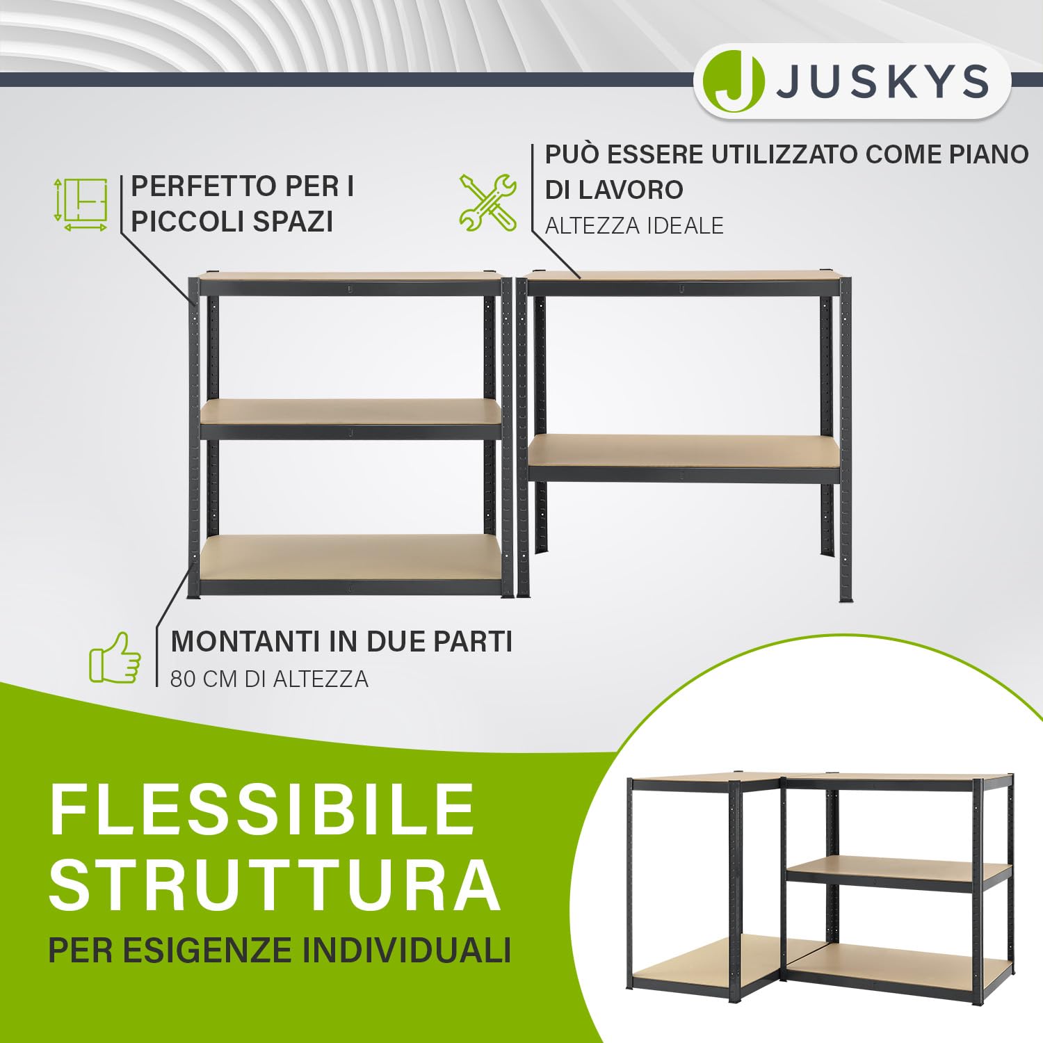 Juskys Scaffale Basic 200x100x60 cm 875 kg 5 ripiani scaffale in metallo grigio
