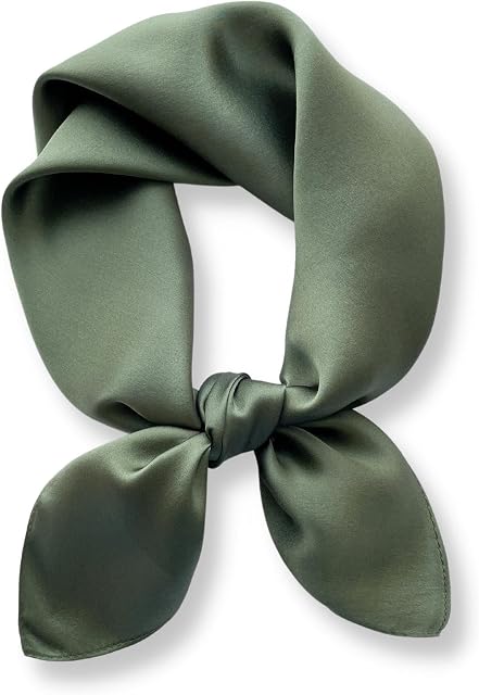 PoeticEHome Solid Color Mulberry Silk Scarf - Lightweight 27" Square Neckerchief for Women's Neck Hair Head in Gift Wrapped