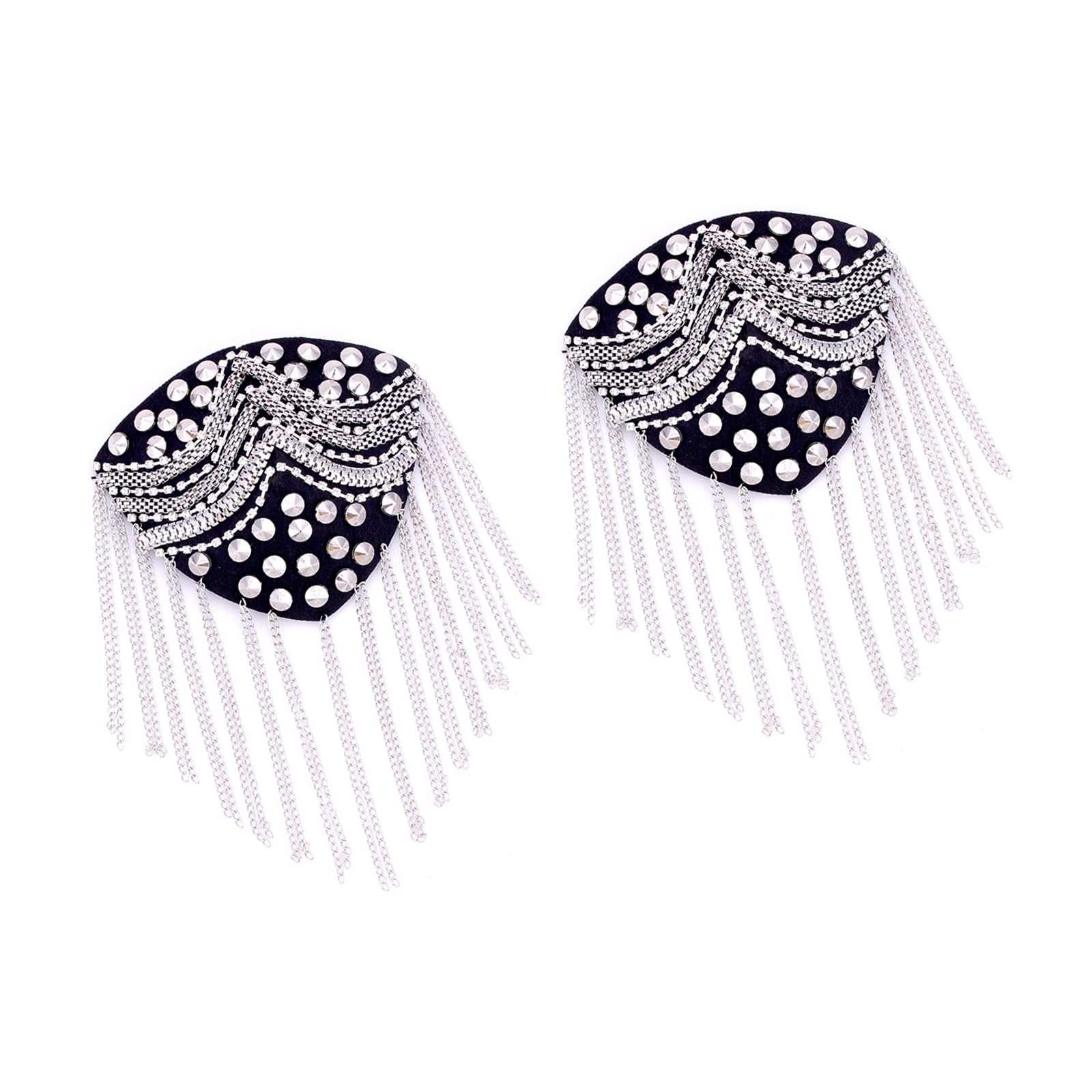 Piceioep Metal Epaulettes with Crystals Fringes Detail for Customes Clothing and Accessories Formal Wear Embellishment Accessories