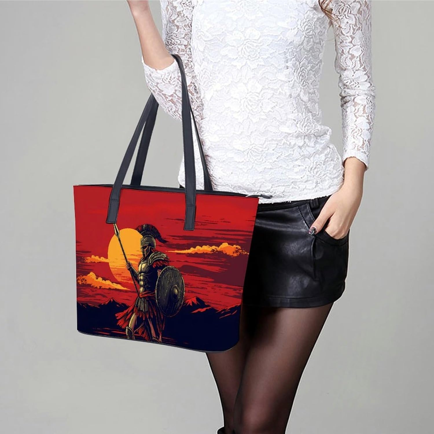 Ancient Greek Spartan Women's Satchel Handbags Tote Shoulder Bag Purses for Travel Shopping Work
