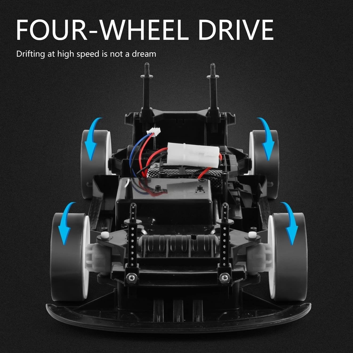 WOLWES Auto telecomandata in scala 1/10, auto da corsa telecomandata ad alta velocità da 70 km/h, grande camion RC alla deriva, macchinina elettrica 2.4G, veicolo RC a quattro ruote motrici e 2 batter
