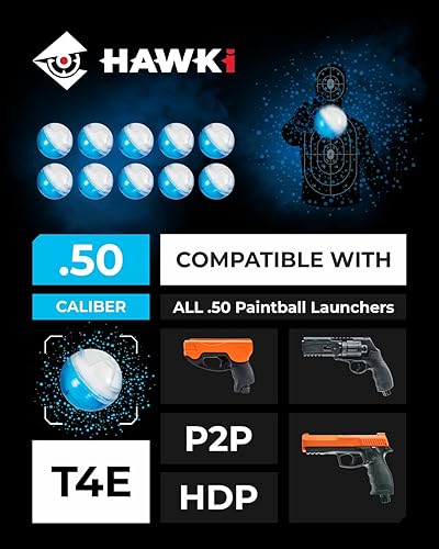 Miniatura 26 de Hawki - Bolas de pimienta o bolas de polvo de .50 Cal o .68 Cal menos letales para pistolas de paintball 10 bolas de polvo