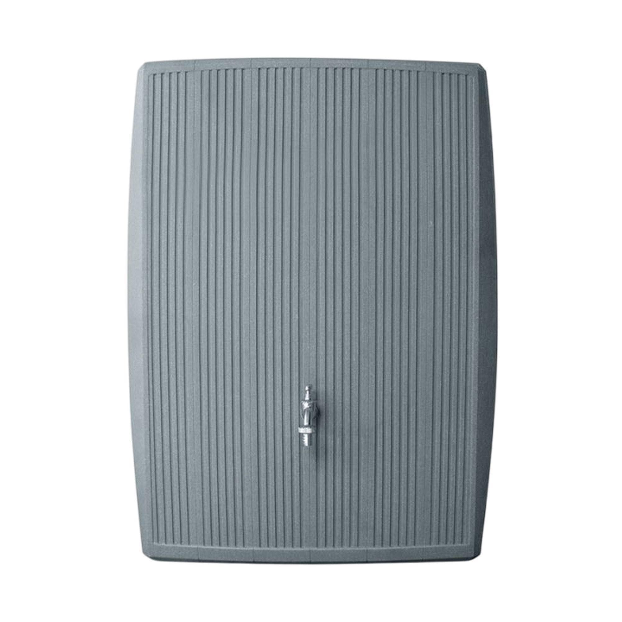 Serbatoio piovana grigio Concrete 200 litri, materiale resistente ai raggi UV e alle intemperie, con due viste e connettori in ottone