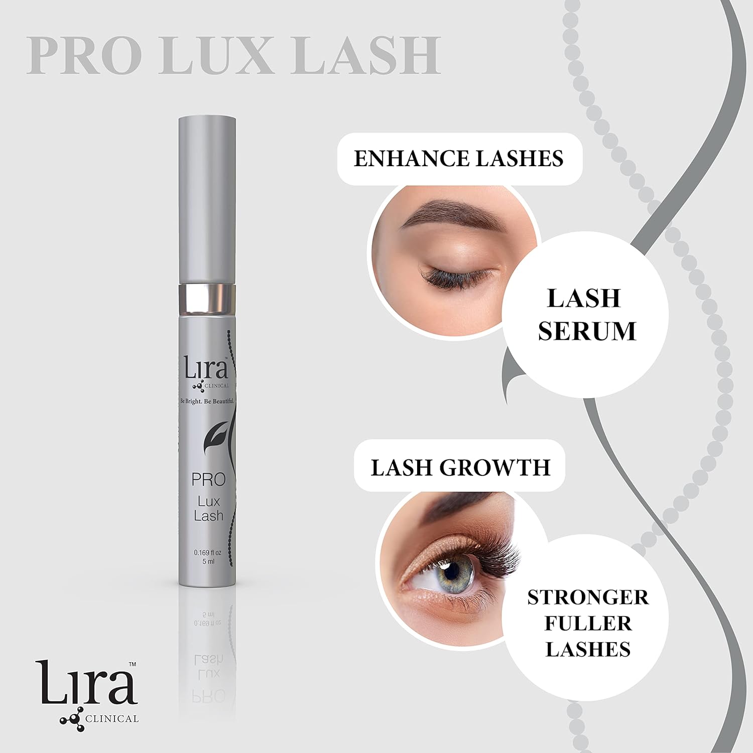 Lira Clinical Pro Lux Lash - Eyelash Growth Serum with Plant Stem Cells - Eyelash Enhancing Serum to Promote Longer and Thicker Eyelashes - Non-Prostaglandin and Paraben-Free - 0.17 Ounce - Image 3