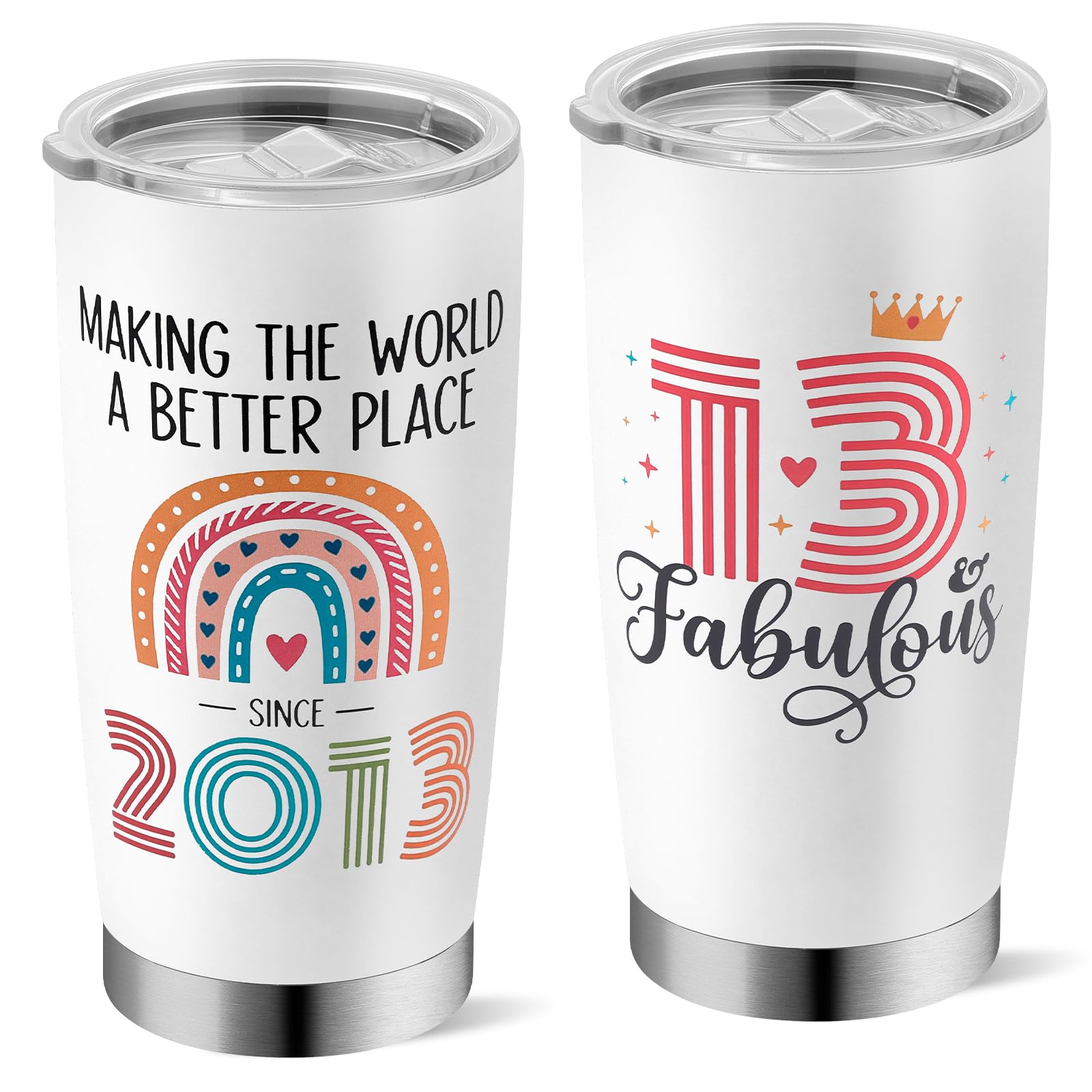 Yuecda 13th Birthday Gifts for Girls, 2013 13th Birthday Decorations for Woman, 13Year Old Birthday Gift Ideas, 20 oz Stainless Steel Vacuum Insulated Tumblers
