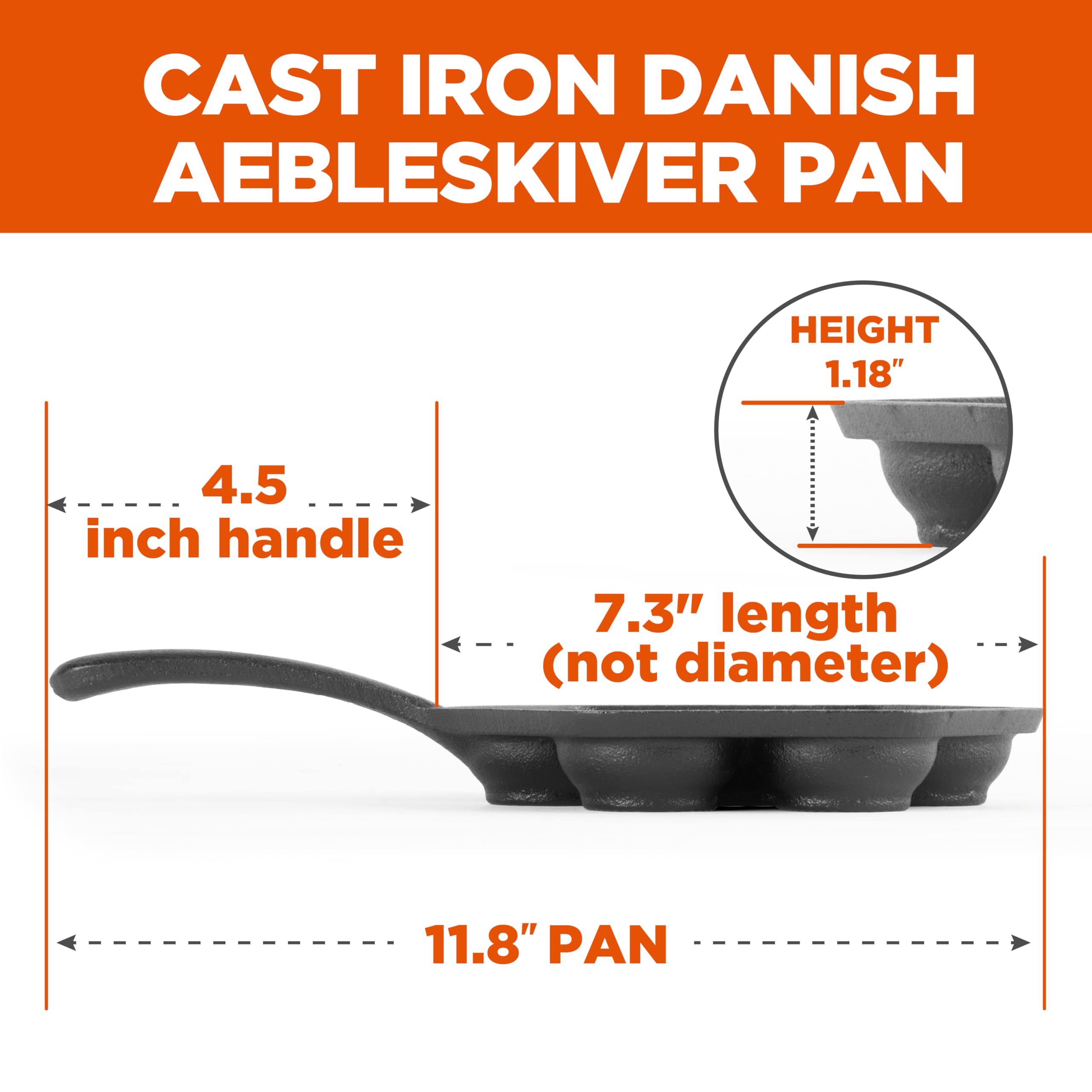Commercial CHEF Aebleskiver Pan - Cast Iron -2
