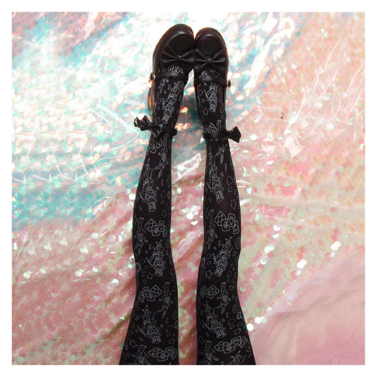 Chaussettes style gothique japonais avec reflets argentés extensibles