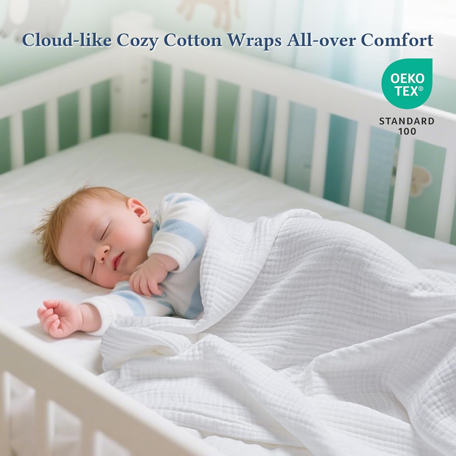 David's Home Pre-Washed 100% Cotton Muslin Blanket King Size, 4-Layer Soft Throw for Bed Couch, Breathable & Lightweight Blankets for Adults Hot Sleepers, Room Decor, Luxury Gift, White, 108 * 90" - Image 3