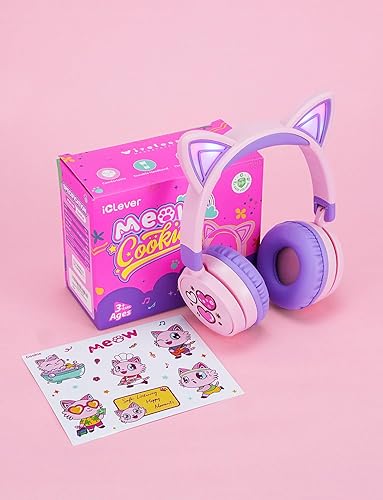 Miniatura 8 de iClever Auriculares Bluetooth para niños, oreja de gato iluminada, volumen seguro 7485dBA, tiempo de reproducción de 60 horas, Bluetooth 5.3, carga