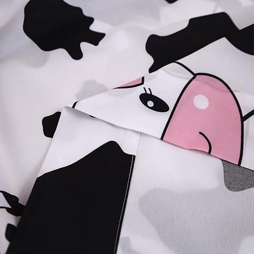 Miniatura 5 de SDY 4PCS Cartoon Cow Bedding Sheets Twin Size Kawaii Cow Pattern Sheet Set Included 1 Fitted Sheet with 14 Deep Pocket  1 Top Flat Sheet  2