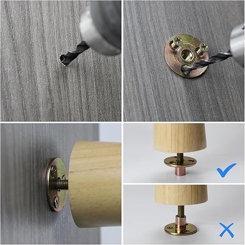 Miniatura 6 de Patas de repuesto de madera maciza de alta calidad para sofá, sillón, silla, otomana, sofá biplaza, café, mesa, armario (incluye accesorios de