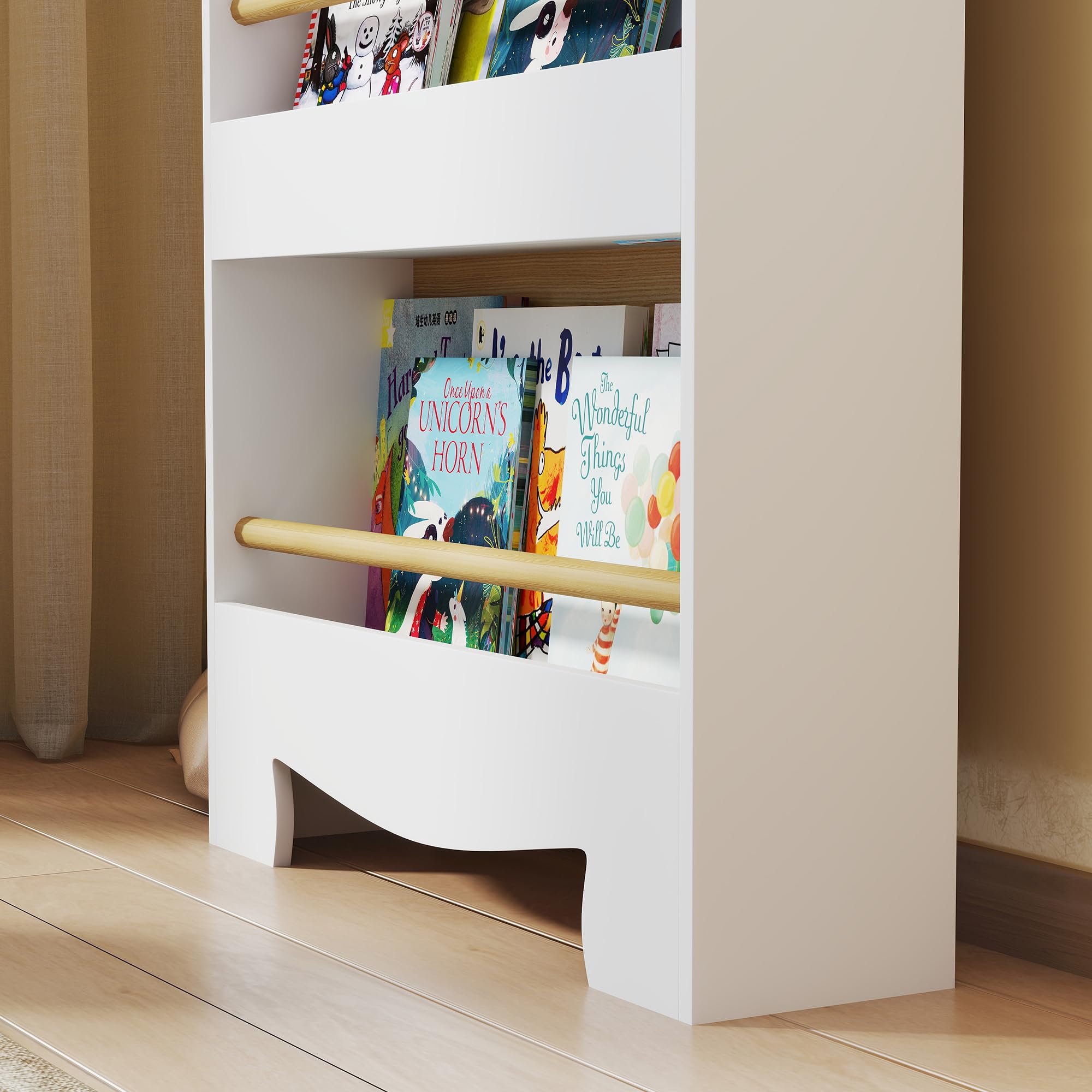 AIYAPLAY Libreria per bambini, libreria per bambini, 3 livelli, mobile portaoggetti a forma di orso, mensola per cameretta dei bambini, per sala giochi, cameretta dei bambini, legno naturale