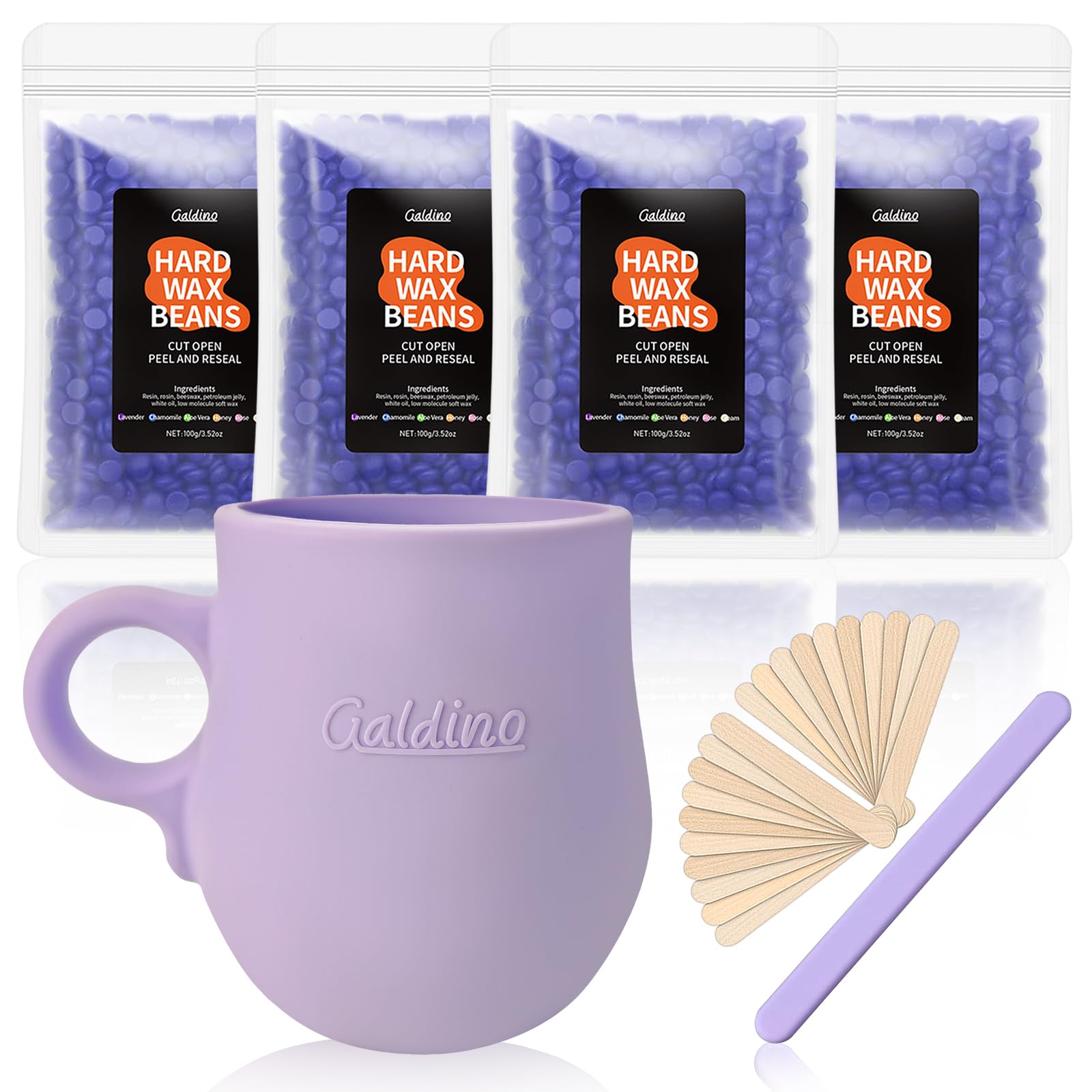 Galdino Waxing Kit For Women, Wax Kit, Microwave Hard Wax Kit With 400g Wax Beads, At Home Hair Removal For Face, Bikini, Leg, Arm, Body, Underarm