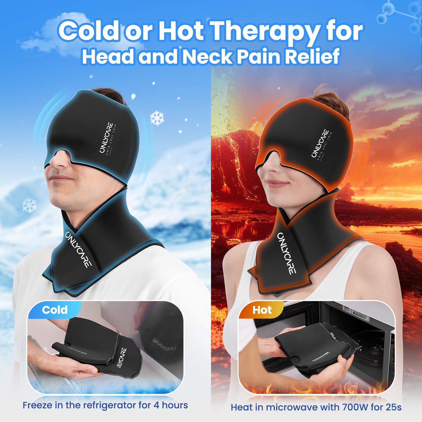 ONLYCARE Migraine Relief Cap, Headache Relief & Neck Ice Pack Wrap Gel Set — Amazon image 4