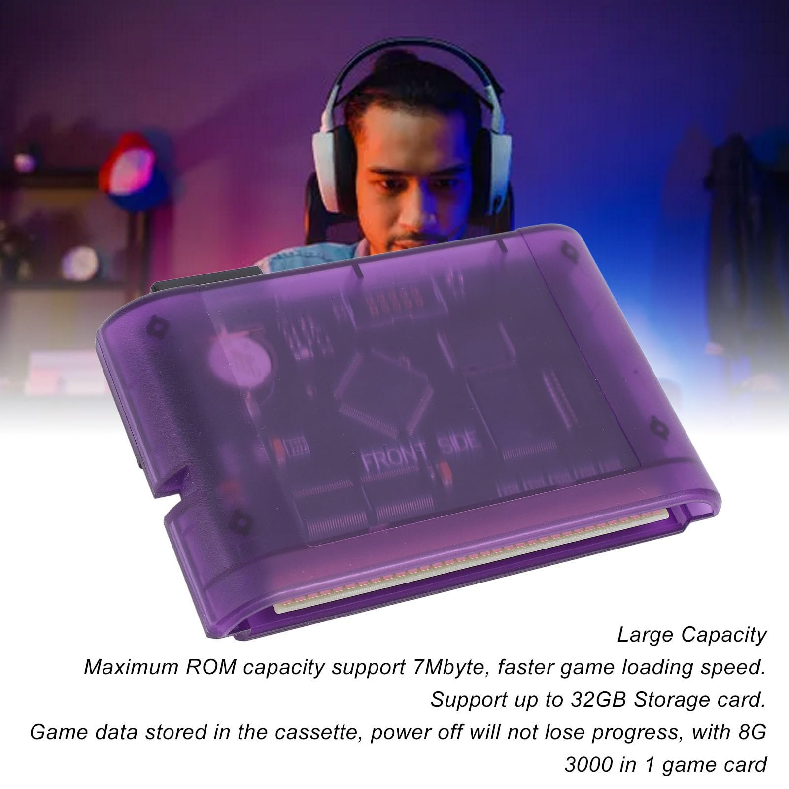 Cartuccia di Gioco 3000 in 1 per MD V3.0, Scheda Masterizzatore di Giochi con Scheda di Memoria da 8 GB, Cassetta Video di Gioco, Scheda di Espansione Cartuccia di Gioco per MD1