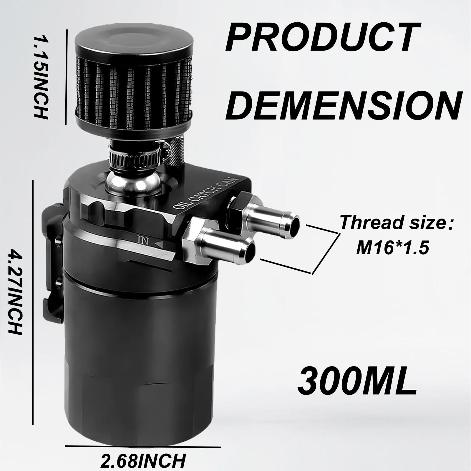 Oil Catch Can Auto,300ml Reniflard D'huile Auto,Aluminium Voiture Réservoir,Universel Séparateur Bidon Huile,Récupérateur Huile Moteur avec Filtre à Air,Tuyau et Autres Accessoires pour Une Variété