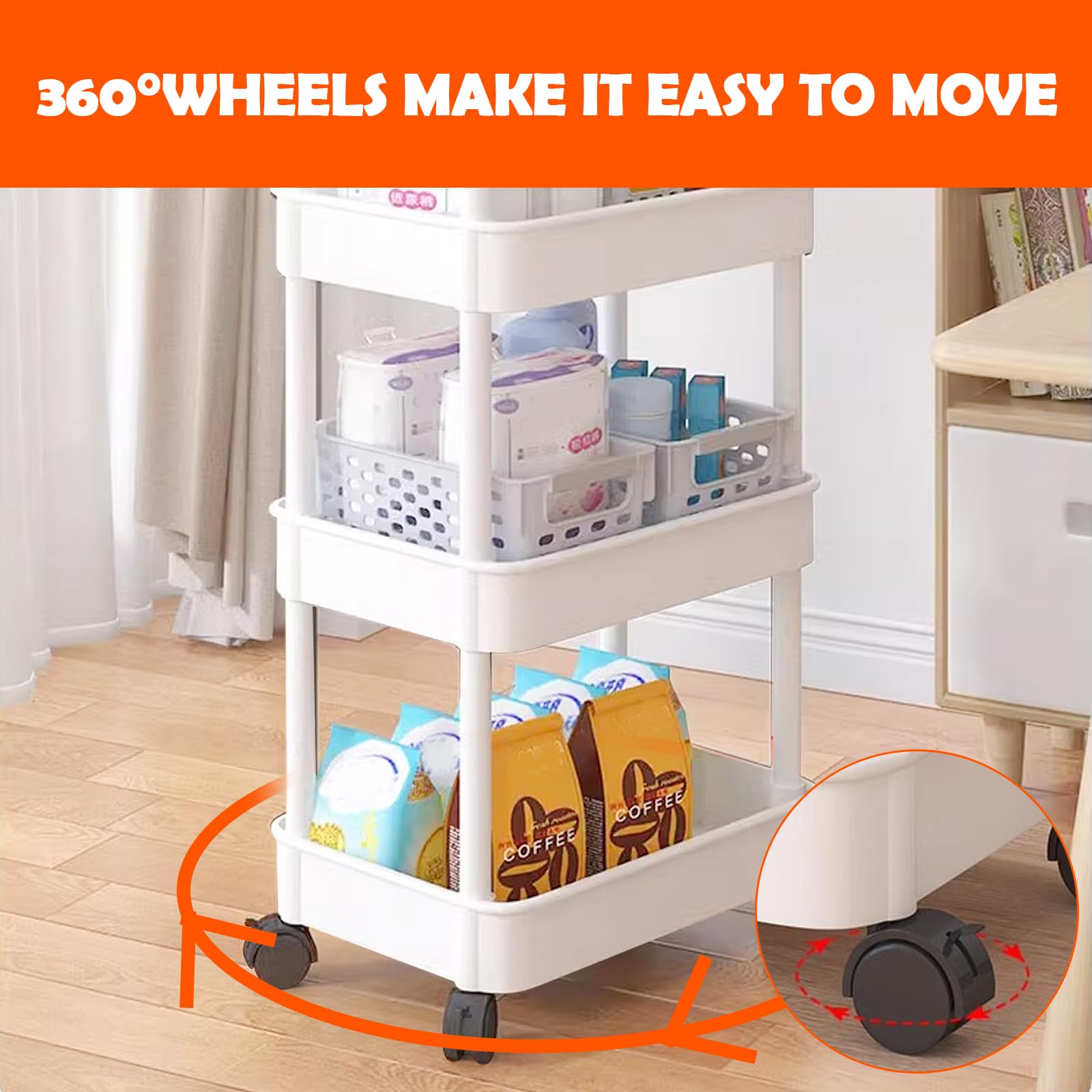 Buy SONGICS 4 Tier Plastic Rolling Cart PP Storage Trolley With