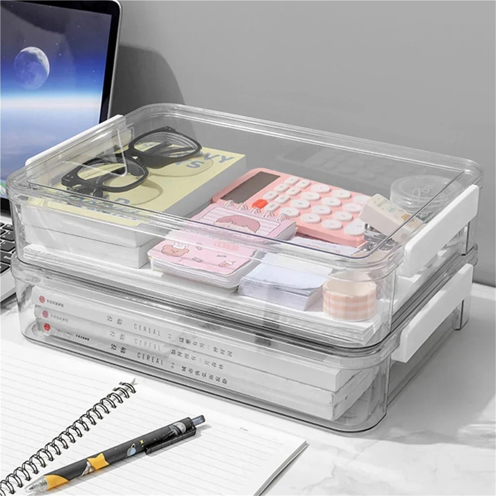 Organizer Trucchi Custodia Porta Carte for Uso Domestico In Acrilico Trasparente for Carta Da Scrivania, Organizer for File A4(L)