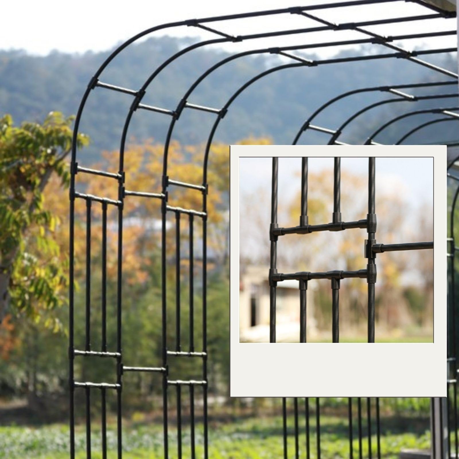 Halbseitiger Metall-Gartenbogen für Kletterpflanzen, 150 cm breit x 240 cm hoch, aus Stahl, für den Außenbereich, Pera für Rosen, Jasmin und Reben (Weiß, 120 x 240 cm)