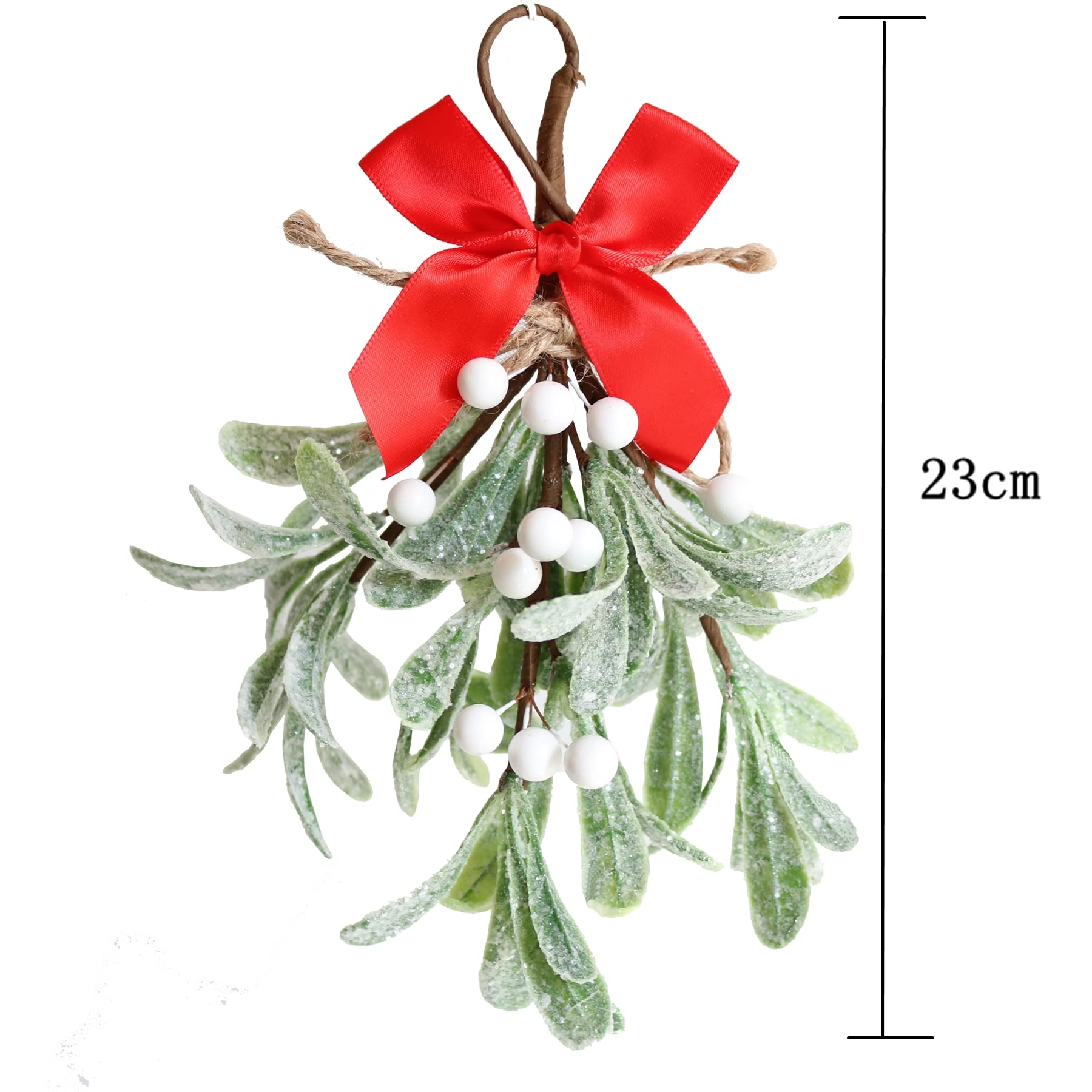 Künstliche Mistelzweig-Picker mit roter Schleife, Weihnachten, Heimparty, hängende Dekoration (weiß)
