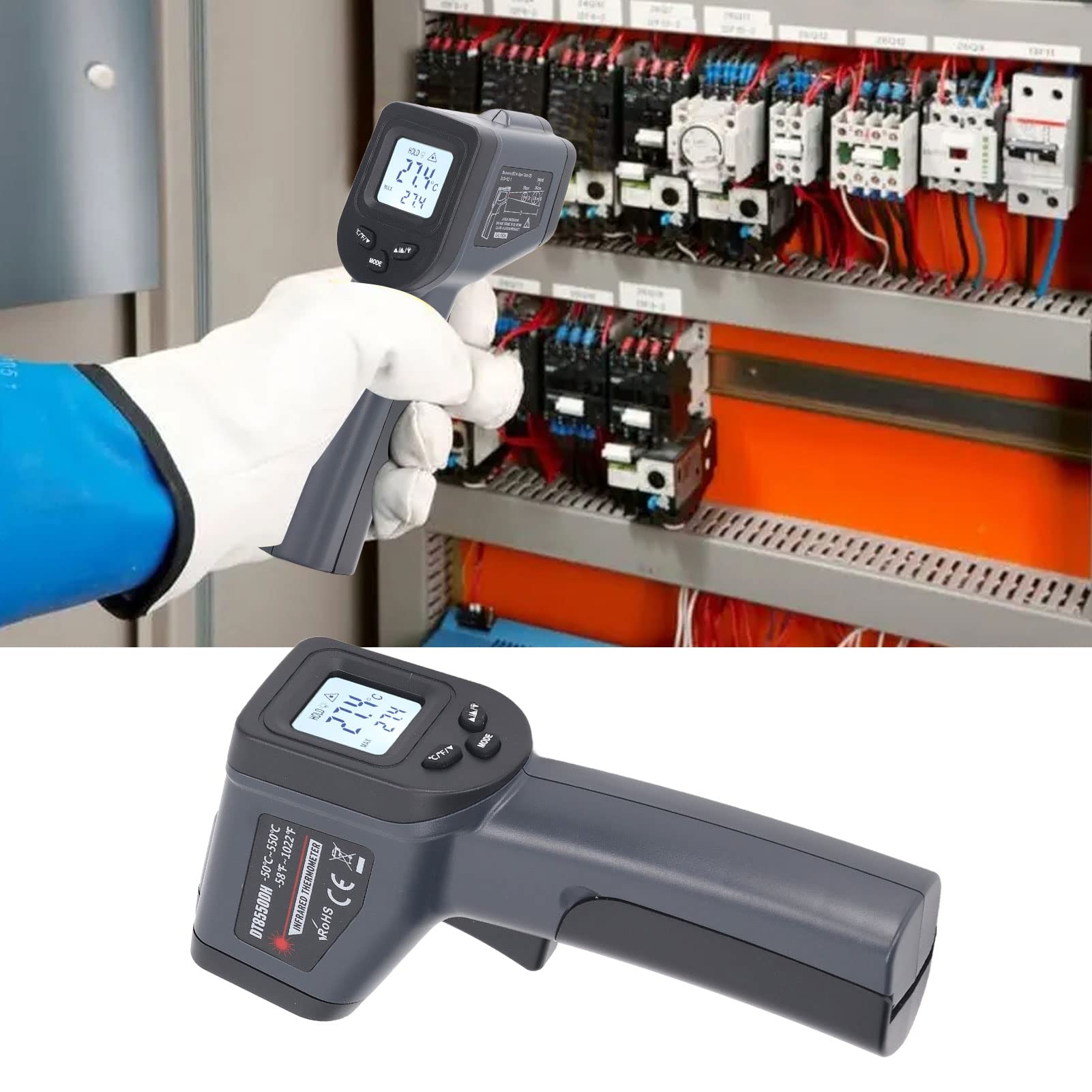 Digital Temperature, Low Battery Display Infrared Thermometer Measuring Backlight LCD