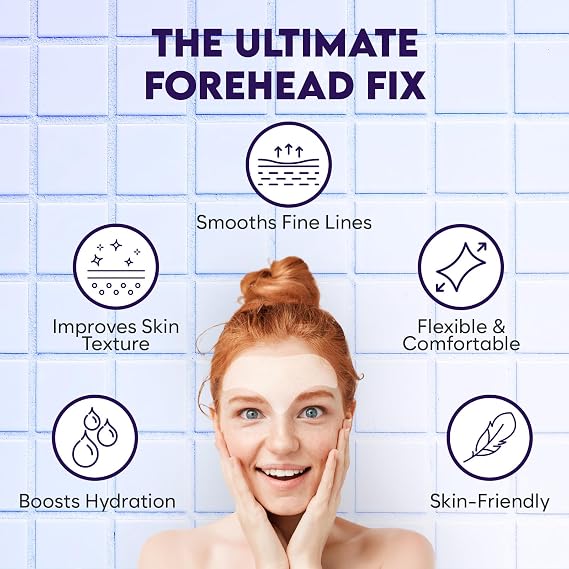 Forehead Wrinkle Patches, Overnight Hydrogel with Hyaluronic Acid, 16 Count