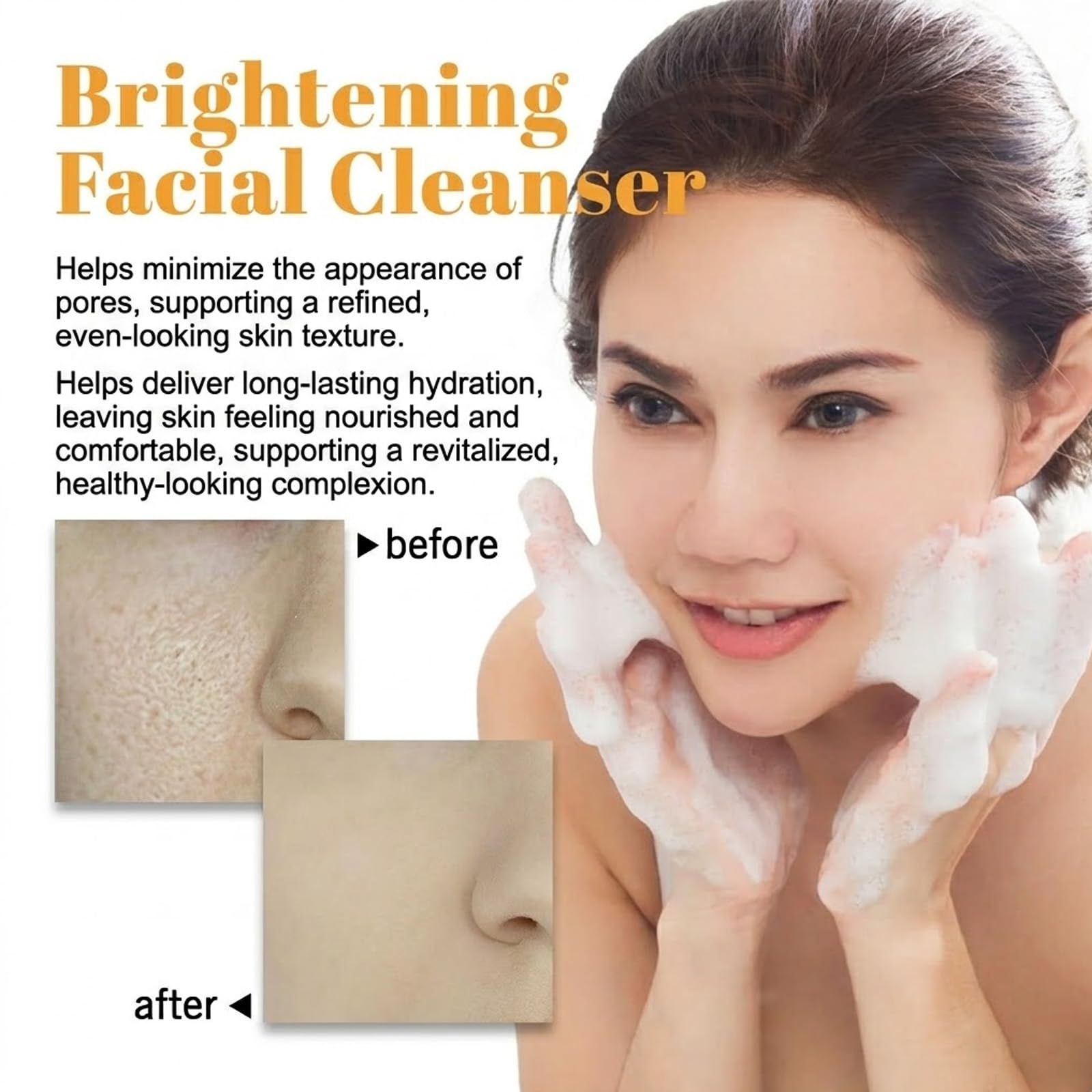 Kurkuma rozjaśniający środek do czyszczenia twarzy, kurkuma Glow Face Wash do ciemnych plam, nierównomierny odcień skóry, głęboko oczyszczający środek do czyszczenia twarzy ze szczotką, peeling