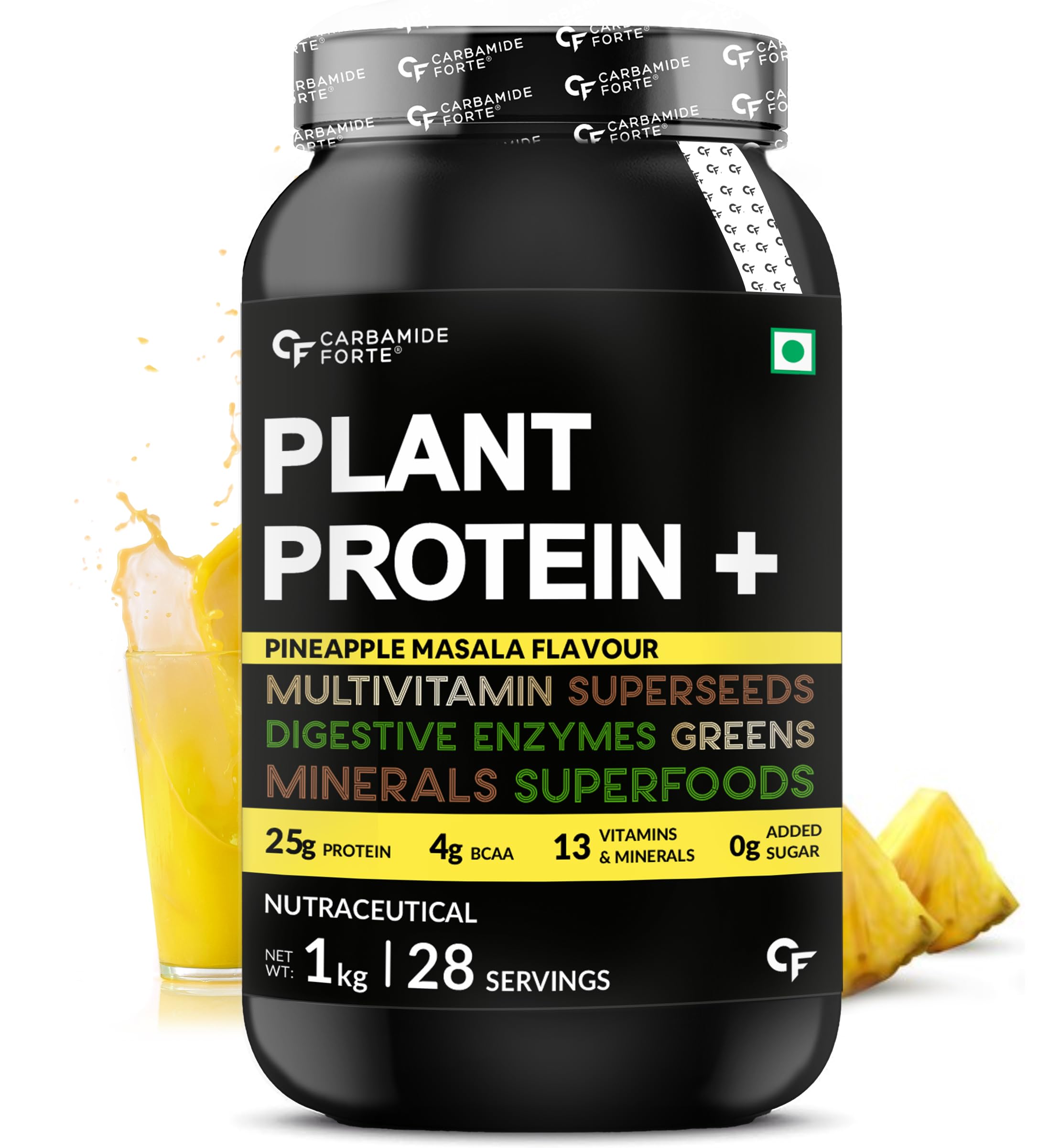 Carbamide Forte Plant Protein Powder - Plant Based Protein Powder with Multivitamin, Minerals, Superfoods, Pea Protein, Digestive Enzymes | Plant Protein Powder - Belgian Chocolate Flavour - 500g — Amazon image 13