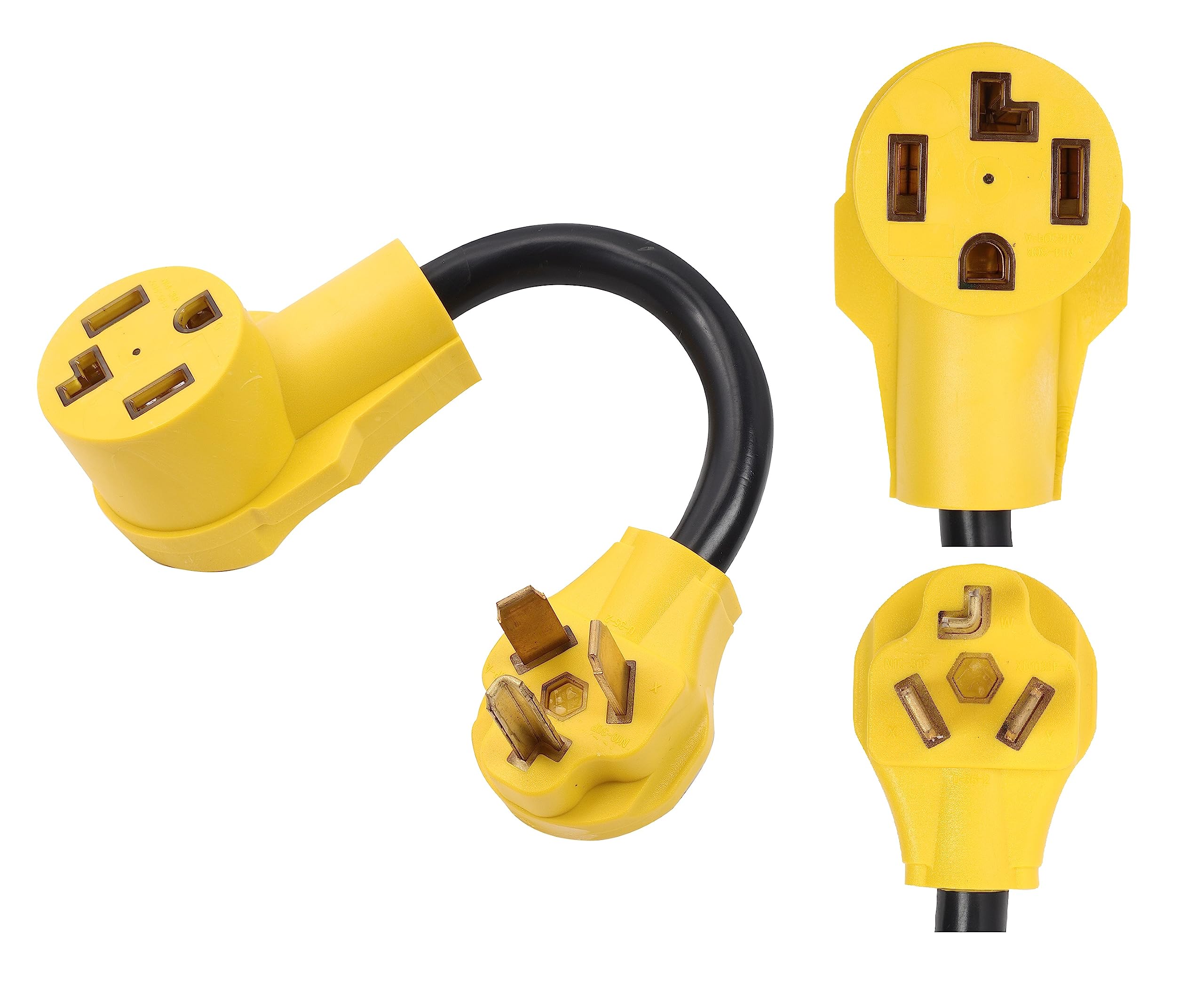 ONETAK NEMA 10-30P to 14-30R 240V 30 Amp 3 Prong Dryer Male Plug to 4 Prong Generator Female Outlet Receptacle EV Charger Compatible with Tesla Gen 2