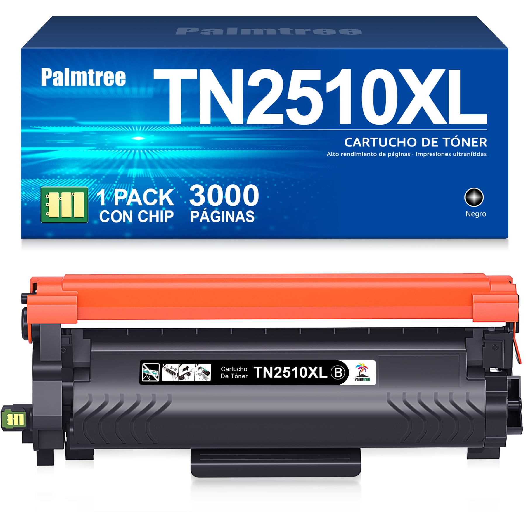 Palmtree TN2510 TN2510XL TN-2510 XL Compatible para Brother HL-L2400DWE Toner HL-L2445DW DCP-L2620DW MFC-L2800DW DCP-L2665DW DCP-L2660DW MFC-L2827DWXL DCP-L2627DWE MFC-L2860DW MFC-L2835DW HL-L2400DWE