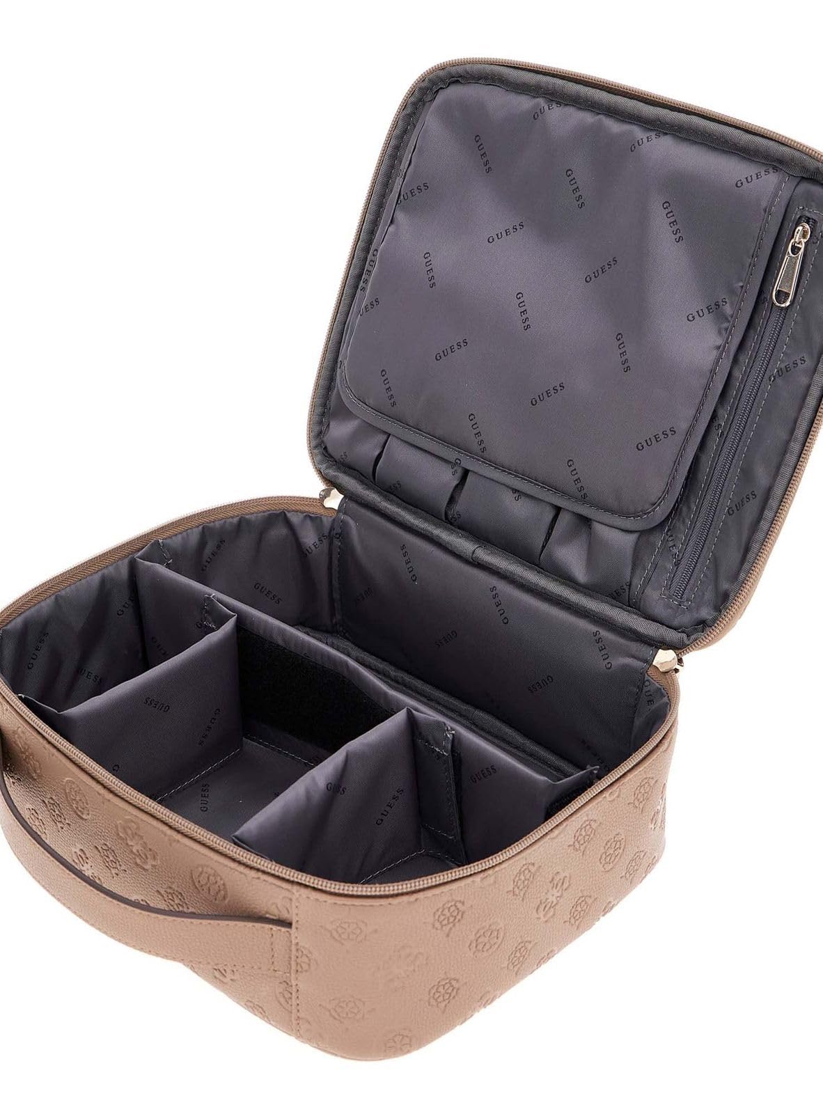 GUESS Wilder Travel Cosmetic Organizer Case Ciemny Szarobrązowy Logo