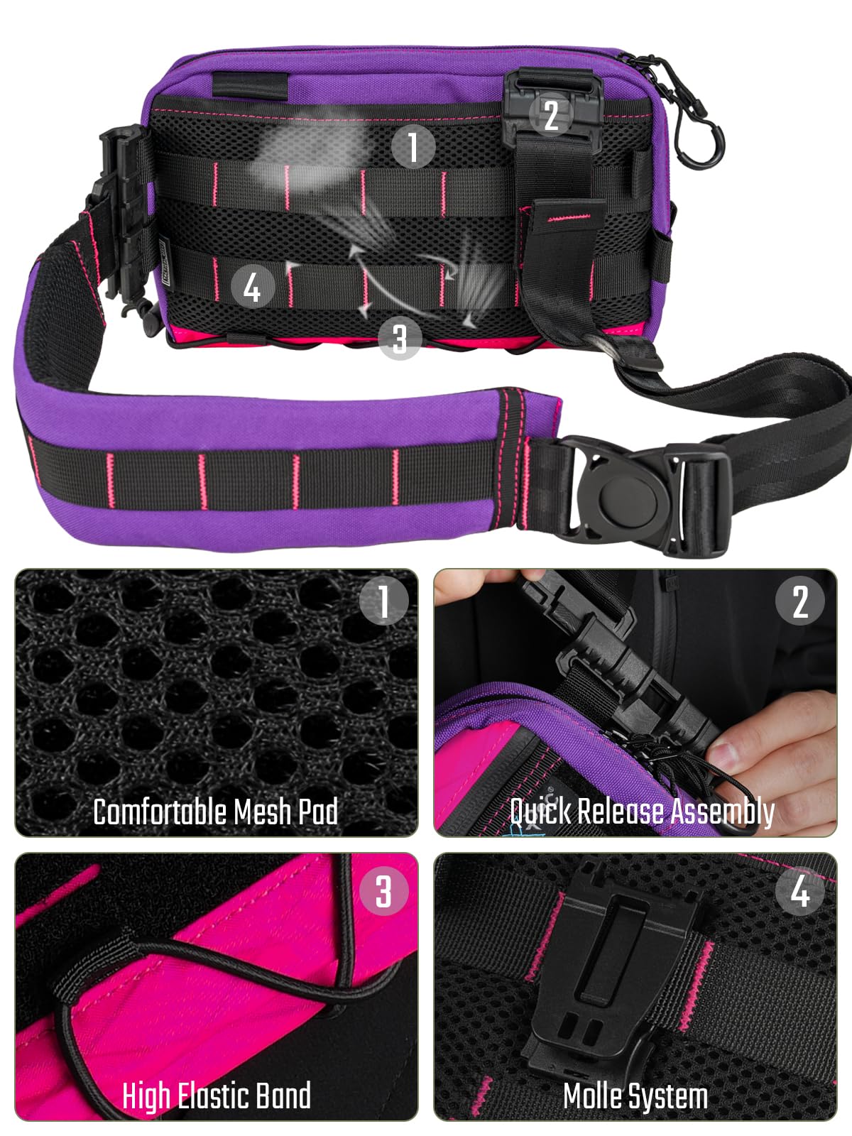 TACTICAL GEEK Cache L3 EDC stylowa torba na klatkę piersiową dla mężczyzn i kobiet, kompaktowa torba na brzuch, regulowany pasek na ramię, torba na ramię, torba na klatkę piersiową, na podróż, do