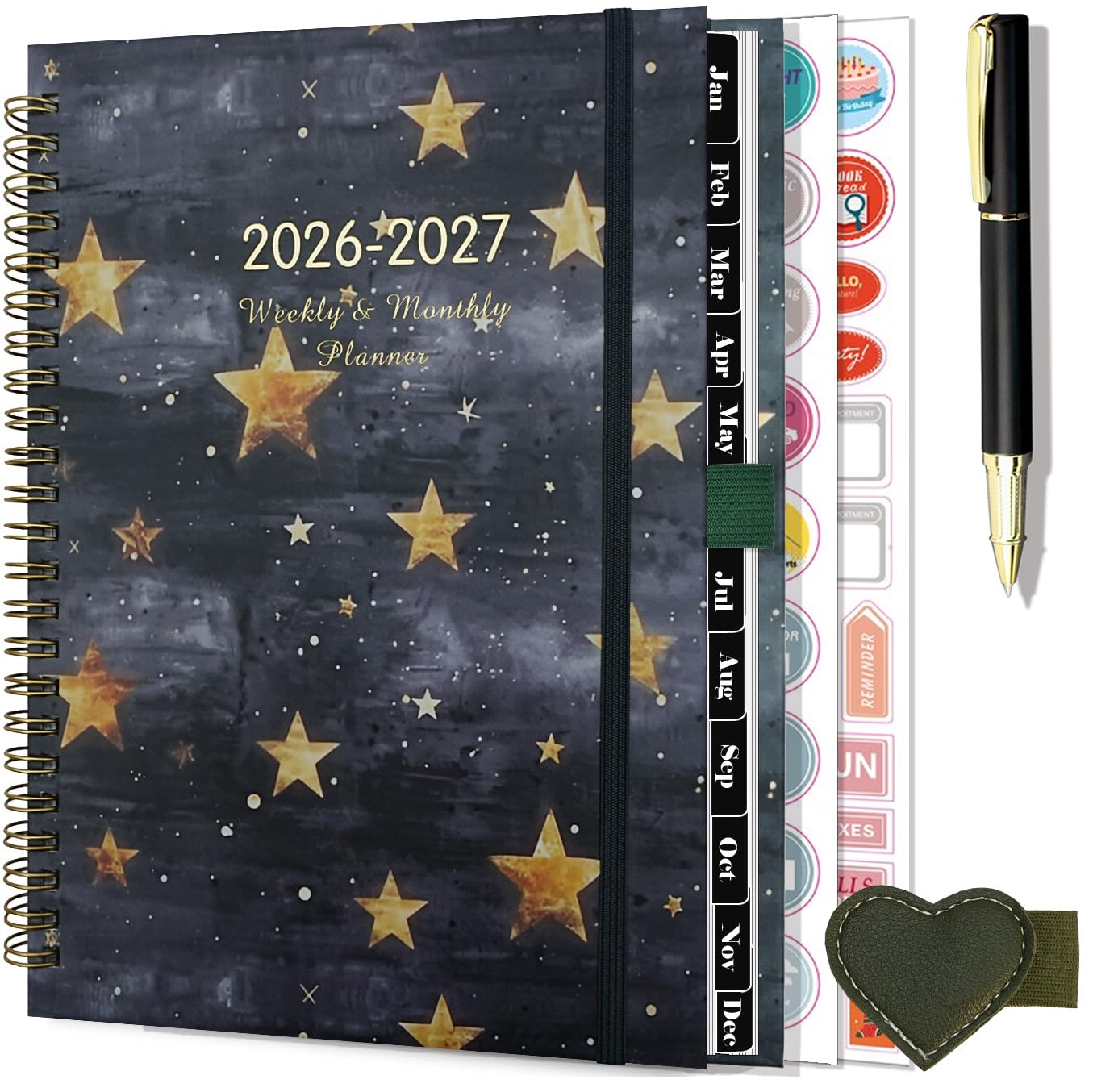 NEYSA Diary 2026 2027 Week to View A5 Academic Diary July 2026 - June 2027 (12 Months) Planner with Pen Set,Self-Adhesive Pen Loop, Planner Stickers,Monthly Overview and Inner Pocket