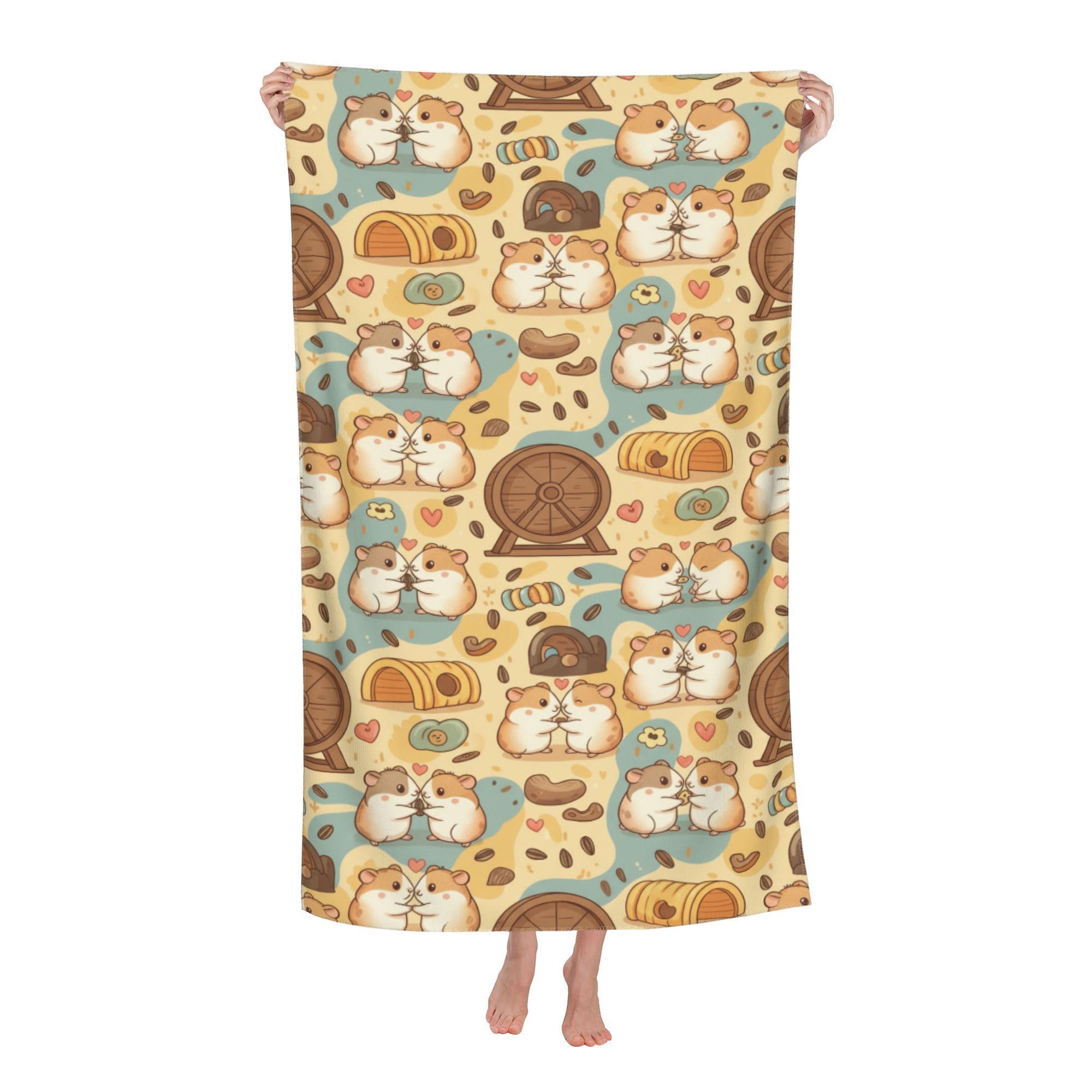 peiyeety Love Hamster Soft Bath Towels Absorbent Bathroom Towel for Beach Hotel Gym Spa Shower