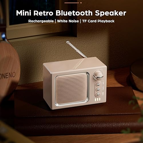 Miniatura 2 de Altavoz Bluetooth retro, mini altavoz Bluetooth inalámbrico portátil vintage con sonido de ruido blanco 5 W, sonido fuerte manos libres, llamada