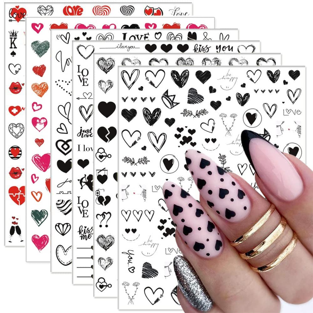 Valentine’s Day Nail Art Stickers Heart Nail Decals 3D